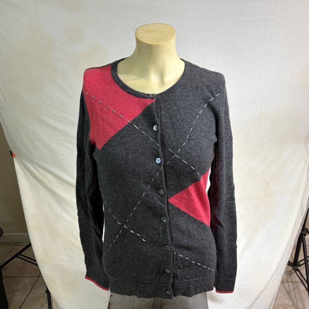 LH Sport Women's Cashmere Cardigan Sweater Gray Medium